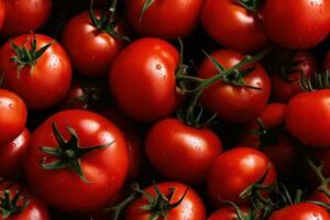 Close up of fresh tomatoes , top view, seamless pattern. Generative Ai photo