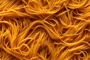 Closeup of Italian spaghetti pasta, top view, seamless pattern. Generative Ai photo