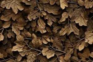 Close Up of dried leaves , top view, seamless pattern. Generative Ai photo