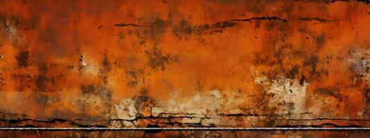 Weathered grunge rusty orange and textured metal background, highlighting the raw and industrial aspect of metal surfaces. Generative AI photo