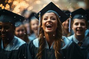 A group of nursing students celebrating their graduation, symbolizing the beginning of a rewarding and fulfilling career in nursing. Generative Ai photo