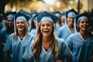 A group of nursing students celebrating their graduation, symbolizing the beginning of a rewarding and fulfilling career in nursing. Generative Ai photo