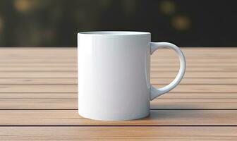 Blank white mug mockup, AI generative photo