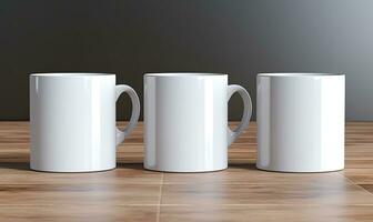 Blank white mug mockup, AI generative photo