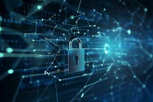 security concept with padlock on digital background. Generative AI photo