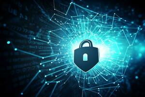 security concept with padlock on digital background. Generative AI photo