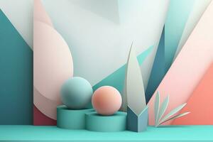 3d illustration of a colorful background with eggs and plants. Generative AI photo