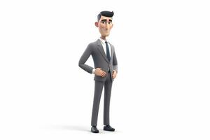a cartoon man in a suit and tie standing. Generative AI photo
