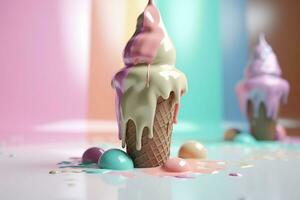 ice cream 3d wallpaper. Generative AI photo