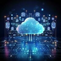 cloud computing concept with digital cloud computing technology. generative ai photo