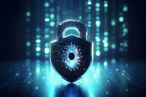 a padlock with a glowing light on it. generative ai photo