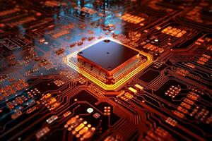 a computer chip on a circuit board. generative ai photo