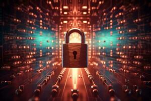 a padlock is shown in front of a computer. generative ai photo