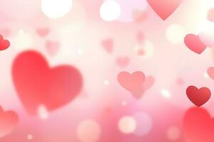 muchos corazones son dispersado en un rosado antecedentes. generativo ai foto