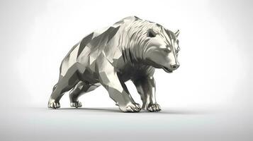 3d silver bear on a white background. Generative AI photo