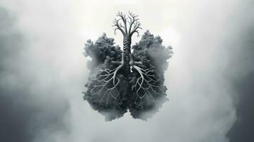 Campaign for quitting smoking. smoke in the lungs when smoking. air pollution. lung cancer. Generative AI photo