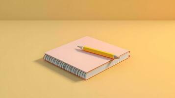 3d book with pencil icon. Education and online class concept. generative ai photo