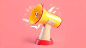 yellow megaphone on a pink background. Generative AI photo