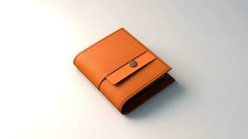 an orange wallet sitting on a white surface. Generative AI photo