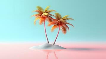 palm tree. coconut tree 3d on light pastel clean background. generative ai photo