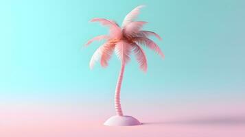 palm tree. coconut tree 3d on light pastel clean background. generative ai photo