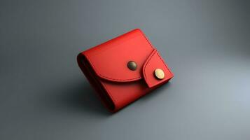 Wallet red 3d icon. pocket for money. on grey background. generative ai photo