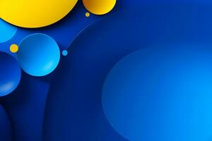 blue and yellow abstract background with circles. Generative AI photo