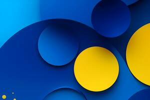 azul y amarillo resumen antecedentes con círculos generativo ai foto