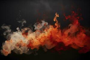 fire and smoke on a black background. Generative AI photo