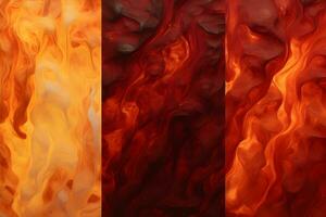 three different colors of fire are shown. Generative AI photo