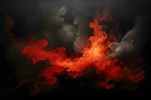 abstract fire on black background. Generative AI photo