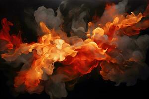 fire and smoke on a black background. Generative AI photo