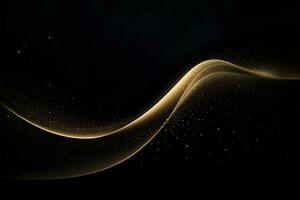 golden wave on black background. Generative AI photo