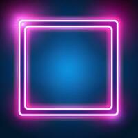 neon square frame with glowing light on dark background. Generative AI photo