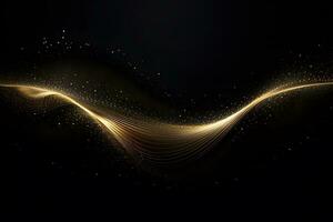 abstract golden wave background with sparkles. Generative AI photo