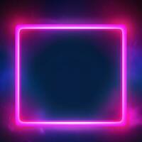 neon neon square frame on dark background. Generative AI photo