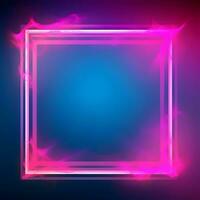 neon pink square frame on black background. Generative AI photo