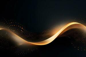 abstract wave background with dots and gold lines. Generative AI photo