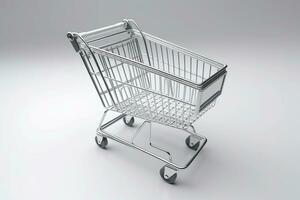 3d shopping cart - shopping cart 3d model. Generative AI photo