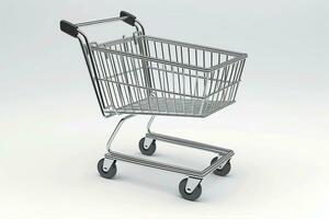 a shopping cart is shown on a white background. Generative AI photo