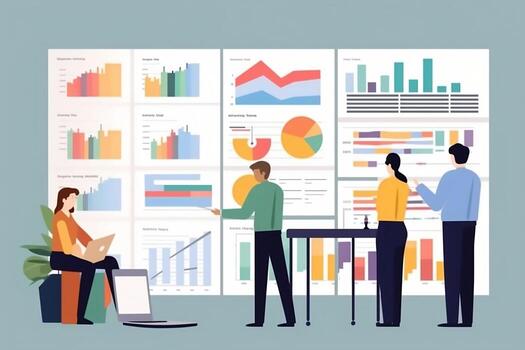 business people working on a presentation. Generative AI photo