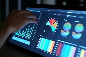 a person is using a computer with a dashboard on it. Generative AI photo