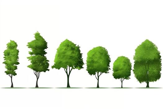 a set of trees with different sizes and shapes. Generative AI photo