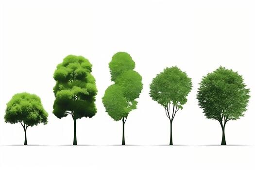 a set of trees with different sizes and shapes. Generative AI photo