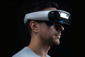 a man wearing a virtual reality headset. Generative AI photo