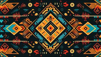 an ethnic pattern with colorful geometric shapes. Generative AI photo