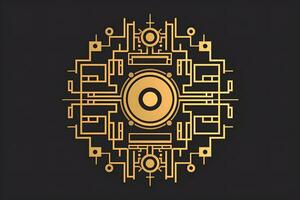 a golden circle with an o on it. Generative AI photo