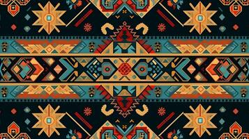a colorful ethnic pattern with geometric shapes. Generative AI photo