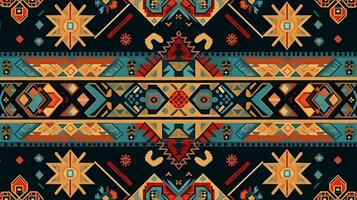 a colorful ethnic pattern with geometric shapes. Generative AI photo