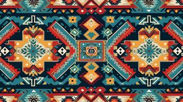 a colorful ethnic pattern with geometric shapes. Generative AI photo